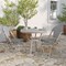 Merrick Lane Mael Bistro Style Table with Tempered Glass Top, Textilene, and Bamboo Finished Metal Frame for Indoor/Outdoor Use